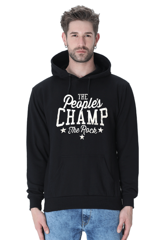 Men's Black The Rock The People's Champ Pullover Hoodie